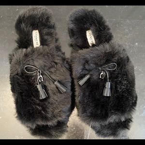 Coach open toe shearling slippers